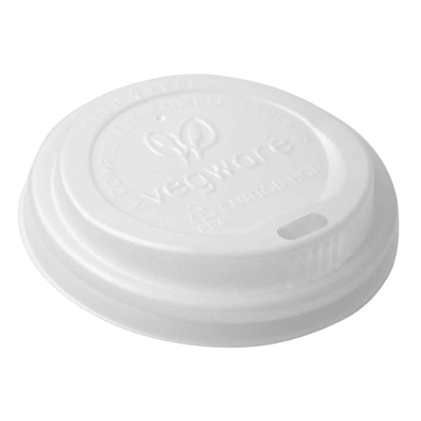 Vegware 6oz Compostable CPLA White Hot Coffee Cup Lids - Case of 1000 - 72-Series