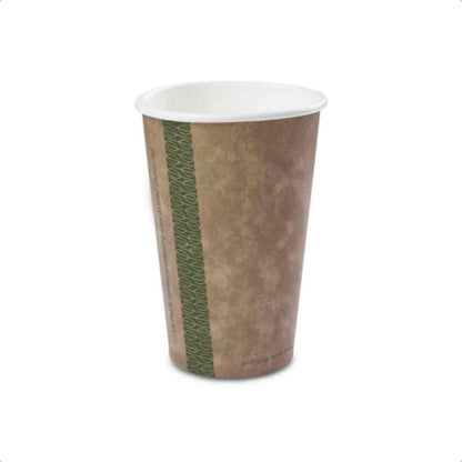 Vegware 16oz Kraft Compostable Single Wall Hot Cups - Case of 1000