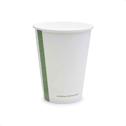 Vegware 12oz White Compostable Single Wall Hot Cups - Case of 1000