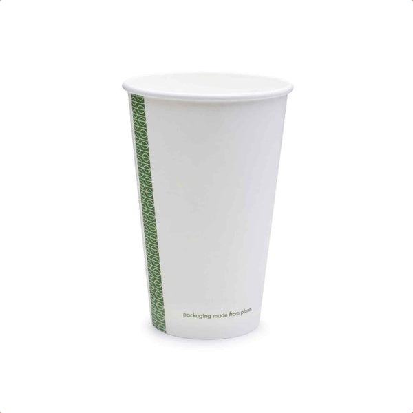 Vegware 12oz Slim White Compostable Single Wall Hot Cups - Case of 1000