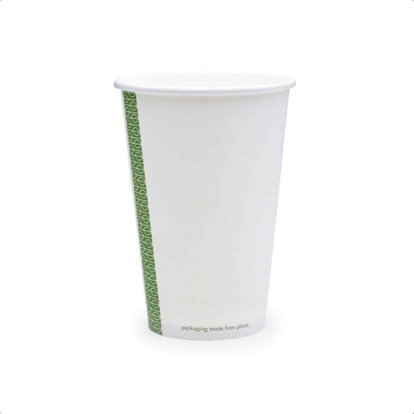 Vegware 16oz White Compostable Single Wall Hot Cups - Case of 1000