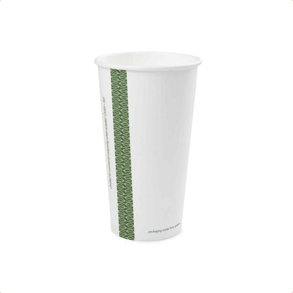 Vegware 20oz White Compostable Single Wall Hot Cups - Case of 1000