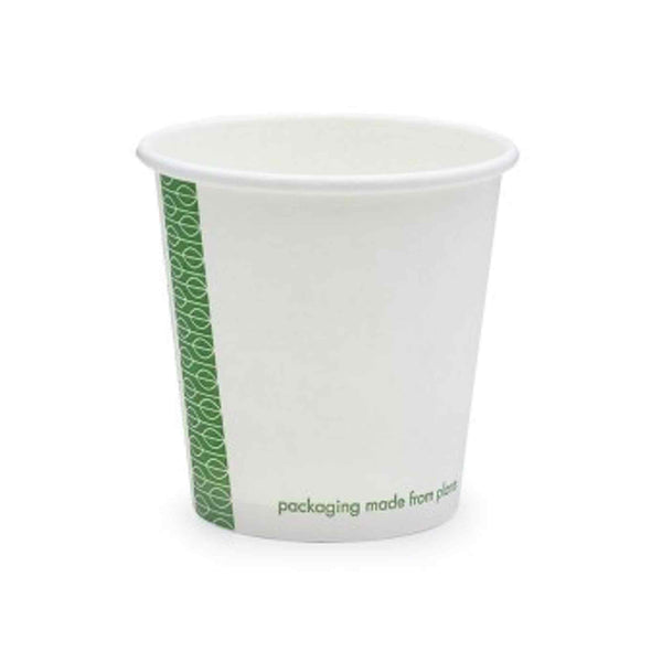 Vegware 4oz White Compostable Single Wall Hot Cups - Case of 1000