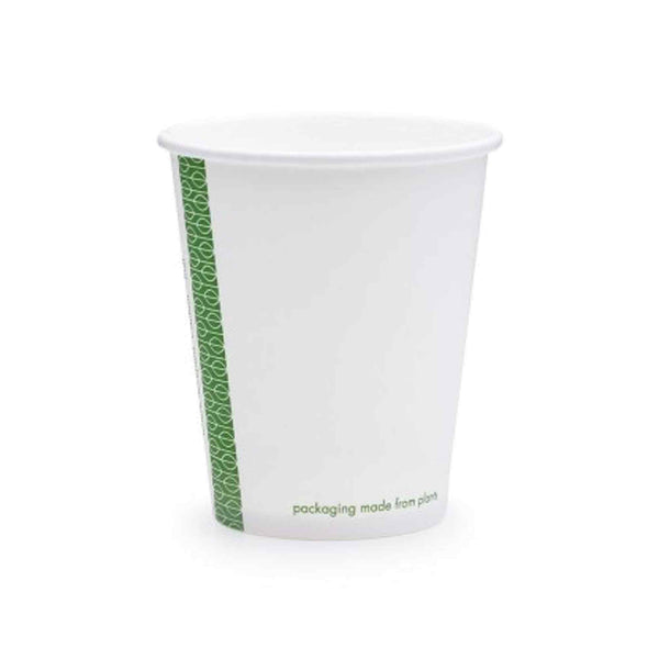 Vegware Slim 6oz White Compostable Single Wall Hot Cups - Case of 1000