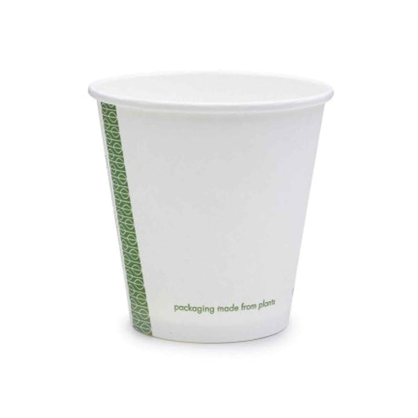 Vegware 6oz White Compostable Single Wall Hot Cups - Case of 1000
