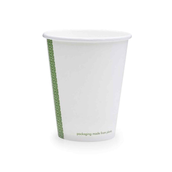Vegware 8oz White Compostable Single Wall Hot Cups - Case of 1000