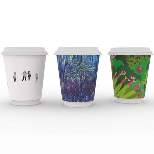 Vegware 8oz Eco Compostable Double Wall Gallery Hot Coffee Cups - Case of 500