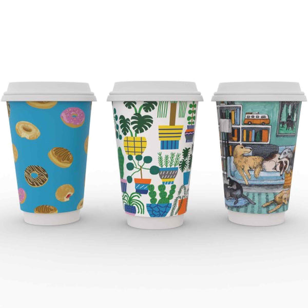 Vegware 16oz Eco Compostable Double Wall Embossed Gallery Hot Coffee Cups - Case of 400