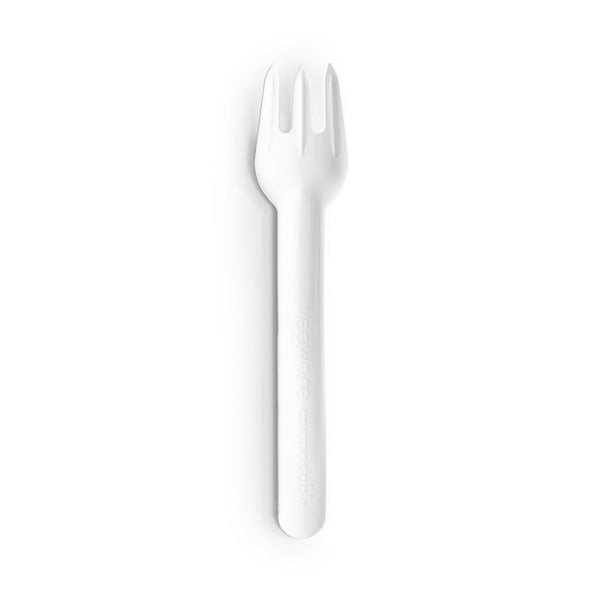 Vegware 6.2in Compostable Paper Fork - White - Case of 1000