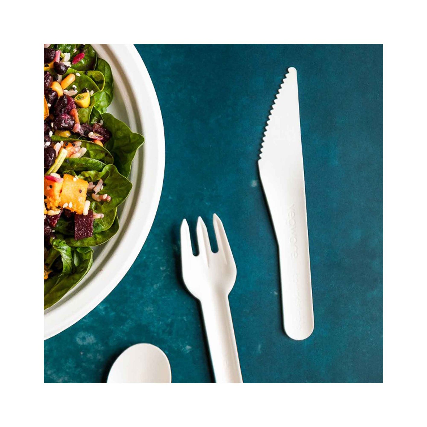 Vegware 6.2in Compostable Paper Knife - White - Case of 1000