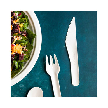 Vegware 6.2in Compostable Paper Knife - White - Case of 1000