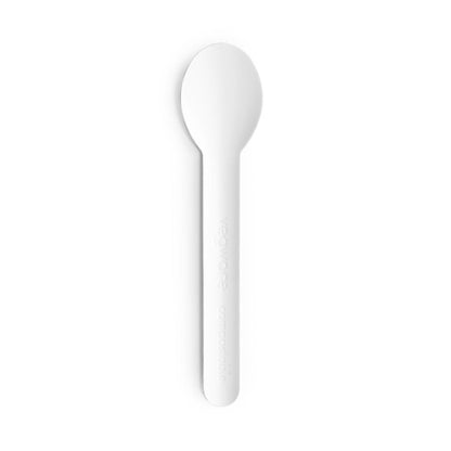 Vegware 6.2in Compostable Paper Spoon - White - Case of 1000