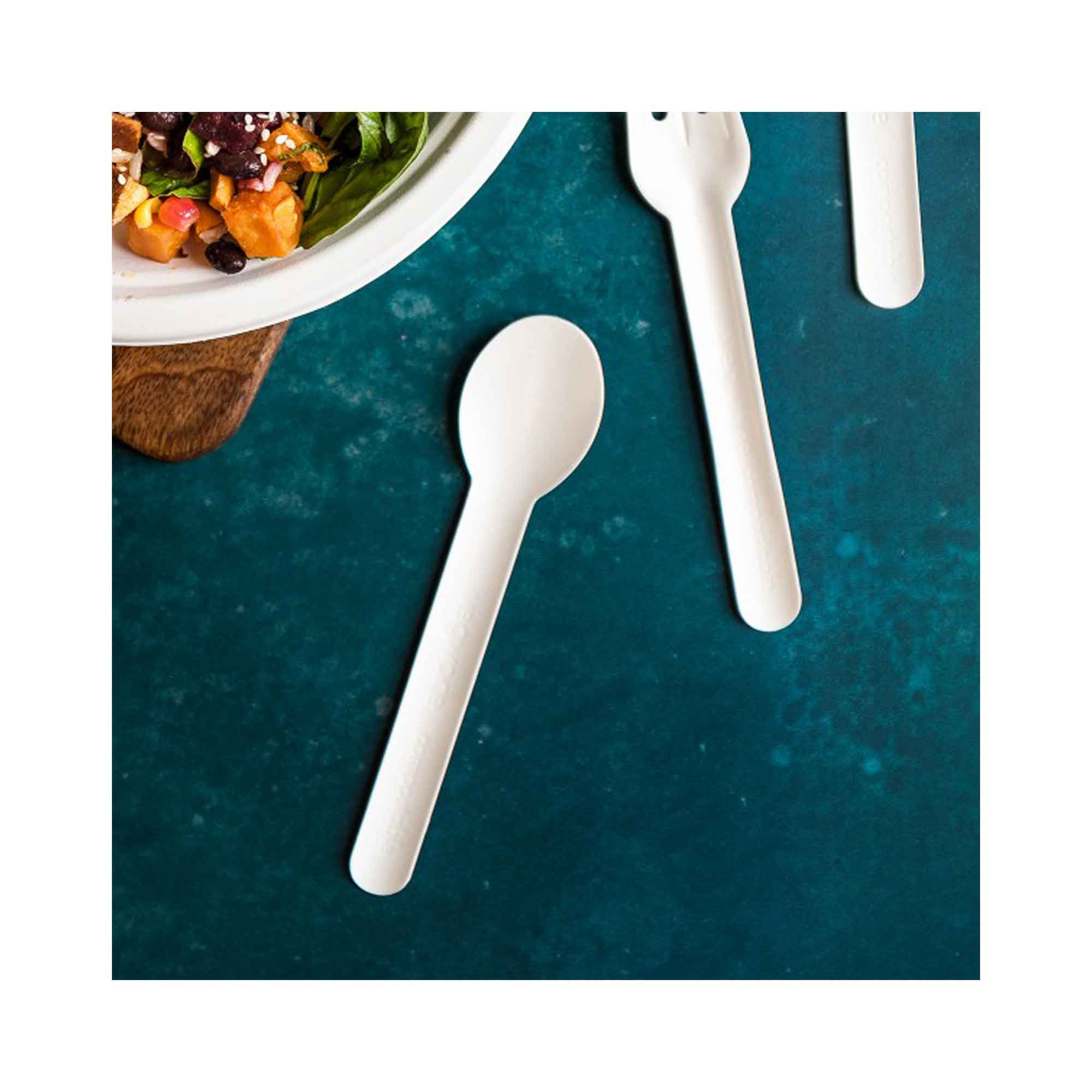 Vegware 6.2in Compostable Paper Spoon - White - Case of 1000 | Clumsy ...